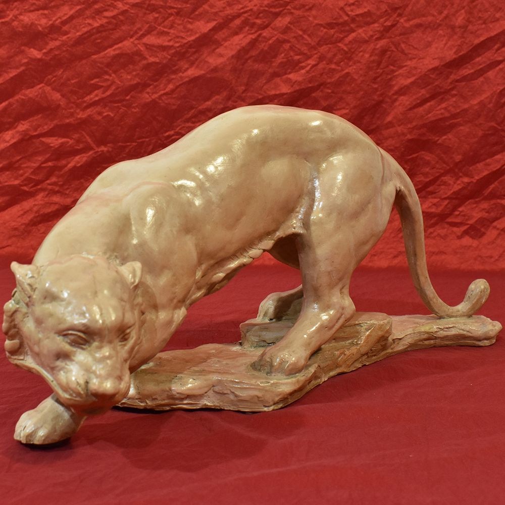 STTE50 art deco sculpture panther  lion earthenware statue XX century.jpg
